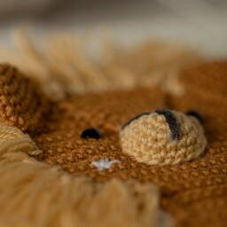 Crochet Lion Nursery Wall Hanging Handmade Cotton Decor With Tassels - thumbnail 3