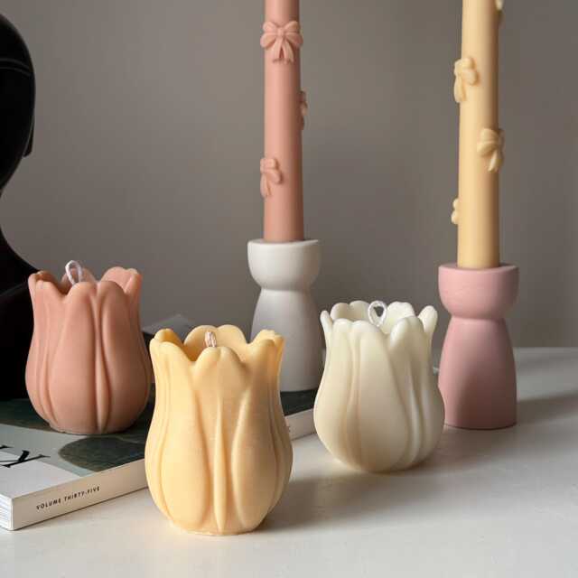 Hand Poured Tulip Soy Wax Candle - Sculptural Home Decor - image 1