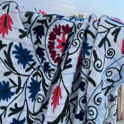 Bohemian Handcrafted Cotton Embroidery Reversible Throw Blanket Handmade Vintage Suzani Kantha Quilt - thumbnail 2