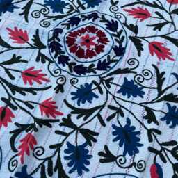 Bohemian Handcrafted Cotton Embroidery Reversible Throw Blanket Handmade Vintage Suzani Kantha Quilt - thumbnail 4