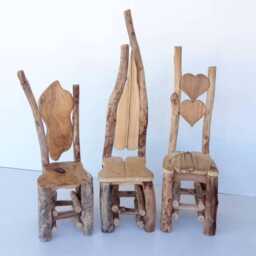 Handcrafted Rustic Wooden Chairs With Heart Designs & Natural Log Frames, Perfect For Unique Home Decor Or Outdoor Seating - thumbnail 2