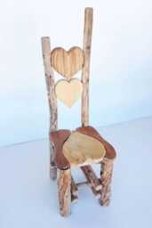 Handcrafted Rustic Wooden Chairs With Heart Designs & Natural Log Frames, Perfect For Unique Home Decor Or Outdoor Seating - thumbnail 3