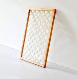 Minimal Cream White Woven Wall Hanging - Framed Fiber Art - thumbnail 1