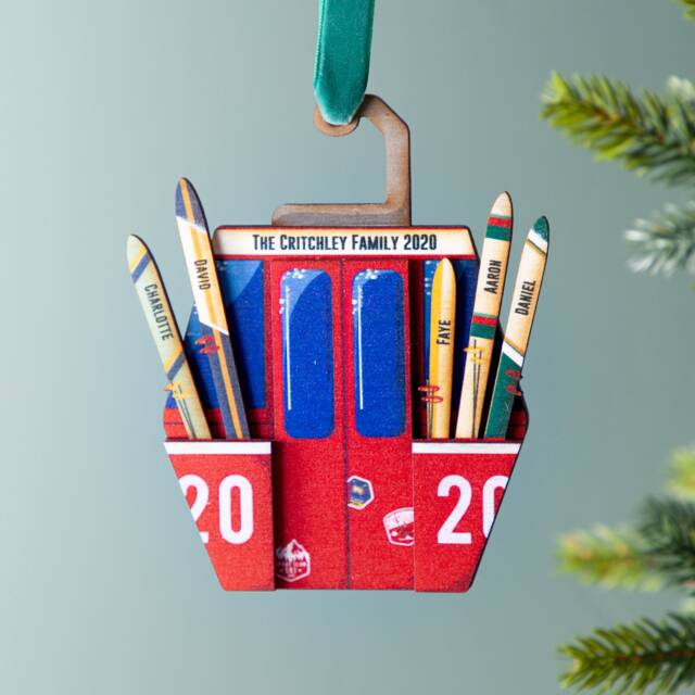 Wooden Ski Lift Family Christmas Decoration - image 1