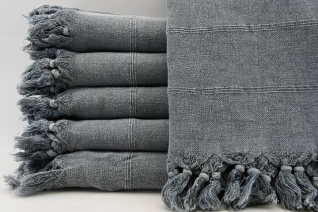 "stone Washed Peshtemal, Gray Towel, Turkish Peshtemal, Cotton Towel, Bath Towel, 34""x67" - image 1