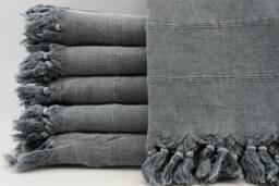 "stone Washed Peshtemal, Gray Towel, Turkish Peshtemal, Cotton Towel, Bath Towel, 34""x67"