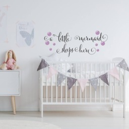 Mermaid Nursery Wall Decal A Little Sleeps Here Quote Ww105 - thumbnail 1