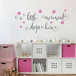 Mermaid Nursery Wall Decal A Little Sleeps Here Quote Ww105 - thumbnail 3