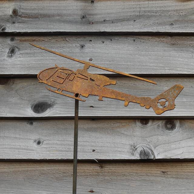 Rusty Metal Gazelle Helicopter Garden Decoration - Aviation Gift - image 1