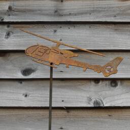 Rusty Metal Gazelle Helicopter Garden Decoration - Aviation Gift - thumbnail 1