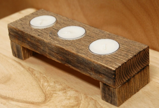 Rustic Tea Light Candle Holder Made With Authentic Reclaimed Wood - image 1