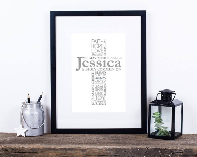 First Holy Communion - Baptism Christening Personalised Print Word Art Gift - image 1