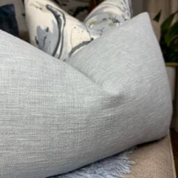 Cotton Blend Blue Lumbar Cushion Cover 12x20 - Designer Fabric Throw Pillow Case For Home Decor - thumbnail 2