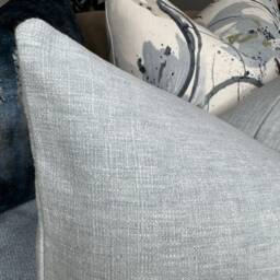 Cotton Blend Blue Lumbar Cushion Cover 12x20 - Designer Fabric Throw Pillow Case For Home Decor - thumbnail 3