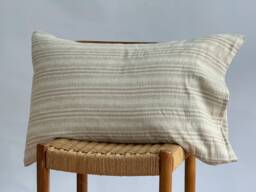 striped Neutral Pillow Case Linen Hemp Blend, Farmhouse Boho Decor - thumbnail 1