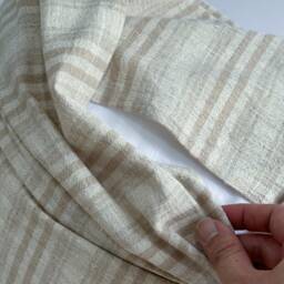striped Neutral Pillow Case Linen Hemp Blend, Farmhouse Boho Decor - thumbnail 3