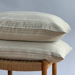 striped Neutral Pillow Case Linen Hemp Blend, Farmhouse Boho Decor - thumbnail 2