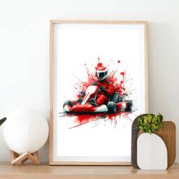 Go Karting Poster Print - Set Of 3 Posters - Room Decor Art Prints Boys Bedroom Kart Wall Red Driver Gifts - thumbnail 2