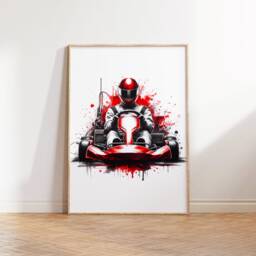 Go Karting Poster Print - Set Of 3 Posters - Room Decor Art Prints Boys Bedroom Kart Wall Red Driver Gifts - thumbnail 3