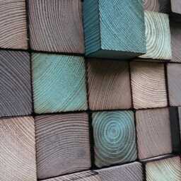 Reclaimed Wood Mosaic Wall Art - Abstract Block Sculpture - thumbnail 4