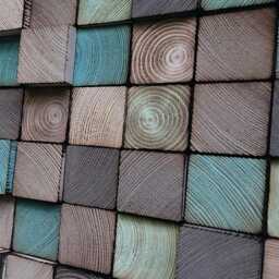 Reclaimed Wood Mosaic Wall Art - Abstract Block Sculpture - thumbnail 3