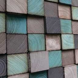 Reclaimed Wood Mosaic Wall Art - Abstract Block Sculpture - thumbnail 2