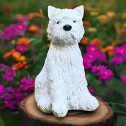 Fantasy Dog Statue Concrete Yorkshire Terrier Sculpture Outdoor Pet Ornament Handmade Westie Art Garden Andd Home Figurine Lover Gift - thumbnail 2