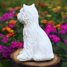 Fantasy Dog Statue Concrete Yorkshire Terrier Sculpture Outdoor Pet Ornament Handmade Westie Art Garden Andd Home Figurine Lover Gift - thumbnail 4