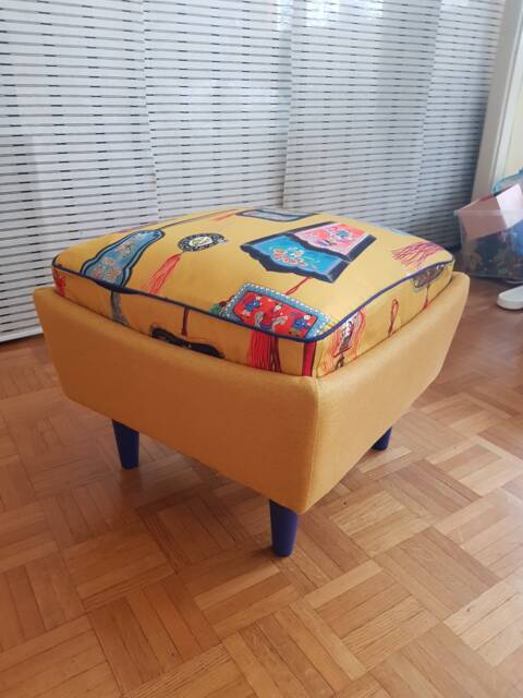 "Ottoman Style Pouf in Golden Yellow & ""Klein"