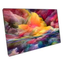 Vibrant Rainbow Abstract Landscape Canvas Art - Colorful Wall Decor For Home Office - thumbnail 1