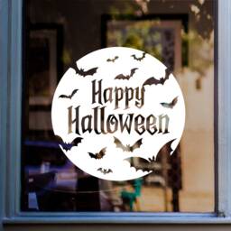 Happy Halloween Window Sticker Bats Shop Decal Retail Store Front Display Vinyl - thumbnail 1