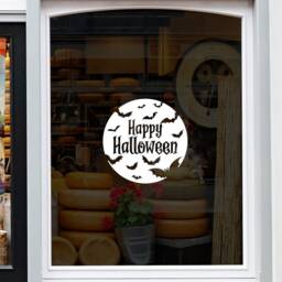 Happy Halloween Window Sticker Bats Shop Decal Retail Store Front Display Vinyl - thumbnail 2