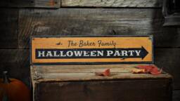 Custom Halloween Party Sign, Rustic Wooden Wall Decor - thumbnail 1