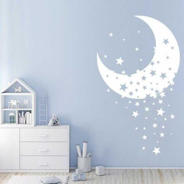 Twinkle Star & Moon Nursery Baby Bedroom Childrens Kids Crescent Moons Wall Art Vinyl Decal Sticker Playgroup V822 - image 1