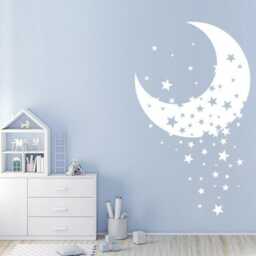 Twinkle Star & Moon Nursery Baby Bedroom Childrens Kids Crescent Moons Wall Art Vinyl Decal Sticker Playgroup V822 - thumbnail 1