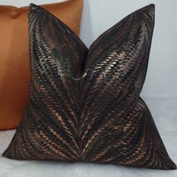 Luxury Luxor Bronze Metallic Cushion Cover Black & New Home Sofa & Bed Designer Handmade - thumbnail 2