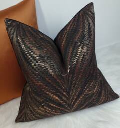 Luxury Luxor Bronze Metallic Cushion Cover Black & New Home Sofa & Bed Designer Handmade