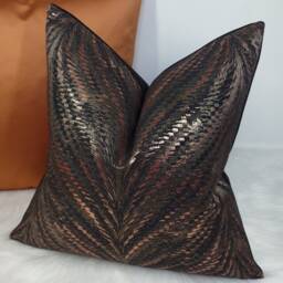 Luxury Luxor Bronze Metallic Cushion Cover Black & New Home Sofa & Bed Designer Handmade - thumbnail 3