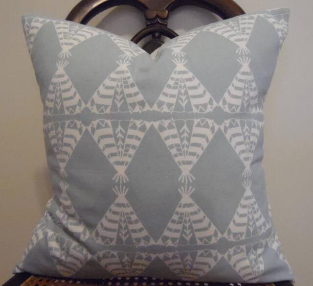 Pow Wow Honeydew.tee Pee.tribal Print.pillow Cover.slipcover.pillow Sham.toss Pillow.blue & White Pillows.home Decor.nursery Pillow.unixex - image 1