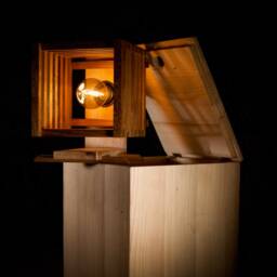 Table Lamp in Reclaimed Wood - Teak & Ash, Handmade With Double Dovetail Joints, Beeswax Finish - thumbnail 4