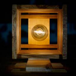 Table Lamp in Reclaimed Wood - Teak & Ash, Handmade With Double Dovetail Joints, Beeswax Finish - thumbnail 2