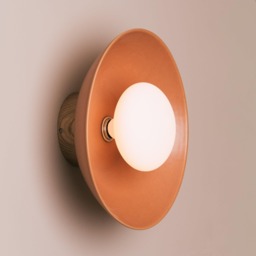 Terracotta Dawn Wall Light Sconce in Ceramic & Oak - thumbnail 1