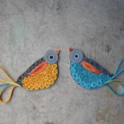 Turquoise Yellow Birds Wall Art Nursery Decoration Kids Room - thumbnail 4