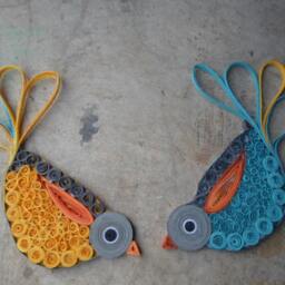 Turquoise Yellow Birds Wall Art Nursery Decoration Kids Room - thumbnail 3