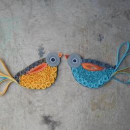 Turquoise Yellow Birds Wall Art Nursery Decoration Kids Room - thumbnail 2