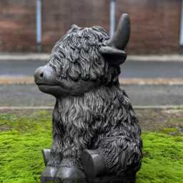Concrete Bull Statue Handmade Stone Cattle Sculpture Outdoor Farm Animal Decor Cement Cow Yard Ornament Garden Art Gift - thumbnail 3