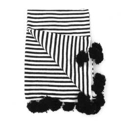 Berber Blanket - Pom Pom Blanket Moroccan Tassel Throw Warm Sofa Cotton New Home Gift White/Black - thumbnail 2
