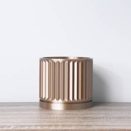"Classical Planter With Drainage & Saucer in Champagne Bronze, Unique 3D-Printed Plant Pot, Small To Large Sizes 4"" 5"" 6"" 7"" 8" - thumbnail 2