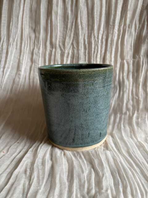 Green Ceramic Planter, Handmade Glazed Pot, Green Plant Large Vessel, Unique British Gift, Handcrafted Pots