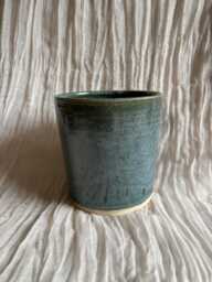 Green Ceramic Planter, Handmade Glazed Pot, Green Plant Large Vessel, Unique British Gift, Handcrafted Pots - thumbnail 1